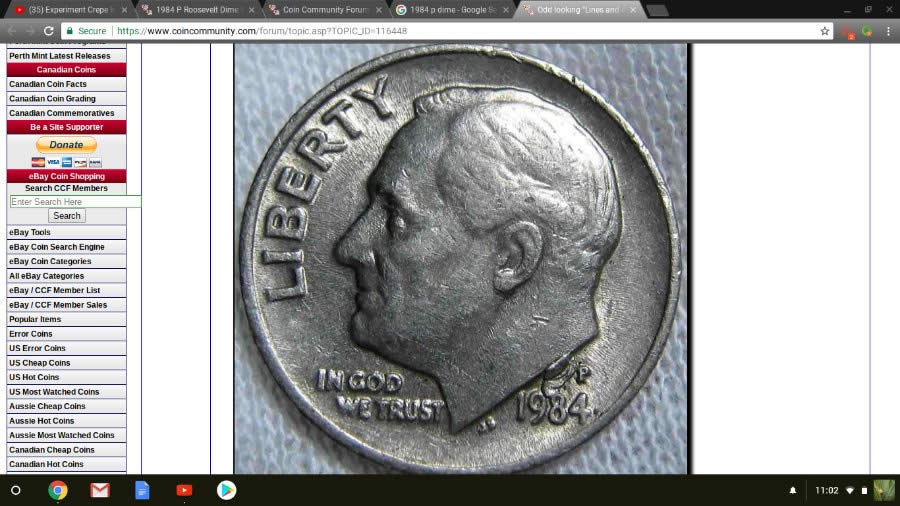 1984-P-Roosevelt-Dime-With-Huge-Die-Chip-Ebay-Purchase!-Paid-3.65-For-It